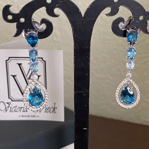 Victoria Wieck Sterling Silver 1.5” Ombré Gemstone Halo Drop Earrings